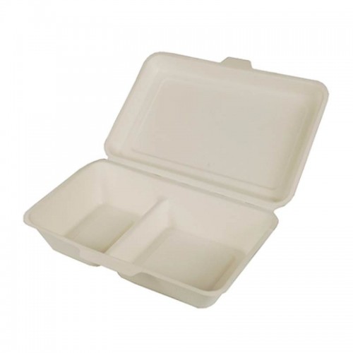 Comprar 500 Envases para comida de caña de azúcar con 2 compartimentos 6,5 cm x 24 cm x 15,5 cm en Pepebar