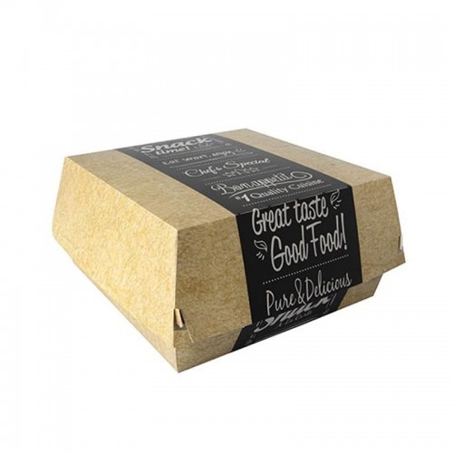 Comprar 50 Envases XXL para hamburguesas de cartón de fibra fresca 9 cm x 15,5 cm x 15,5 cm en Pepebar