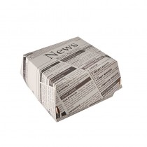 50 Envases grandes para hamburguesas de cartón de fibra fresca decorada News 7 cm x 11 cm x 11,5 cm