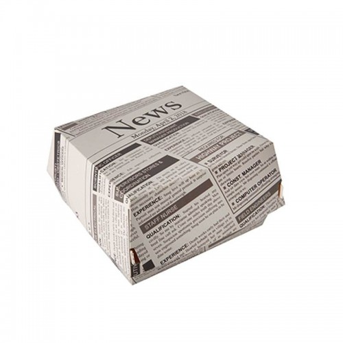 Comprar 50 Envases grandes para hamburguesas de cartón de fibra fresca decorada News 7 cm x 11 cm x 11,5 cm en Pepebar