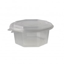50 Recipientes transparentes octagonales con tapa PP 750 ml 6,1 cm x 13 cm x 13 cm