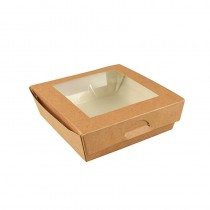 25 Envases cuadrados de cartón con ventana de PLA para especialidades 750 ml 14 cm x 14 cm x 5 cm - Pepebar 25 Envases cuadrados de cartón con ventana de PLA para especialidades 750 ml 14 cm x 14 cm x 5 cm
