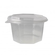 50 Recipientes transparentes con tapa octagonales 1 l 8,3 cm x 13 cm x 13 cm
