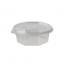 50 Recipientes transparentes con tapa octagonales 375 ml 4,2 cm x 11 cm x 11 cm