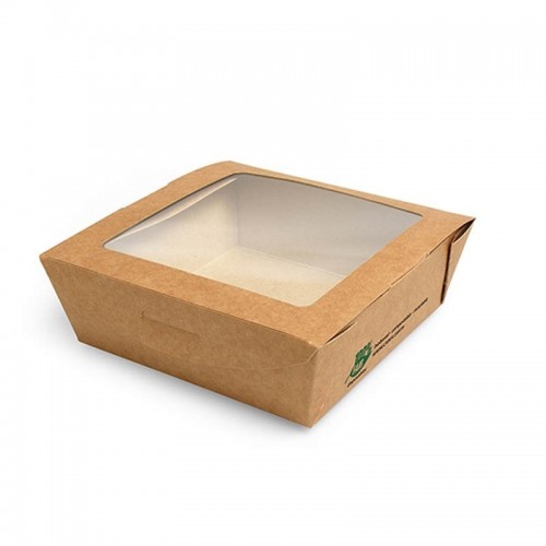 Comprar 40 Envases cuadrados de cartón con ventana de PLA 650 ml 4,5 cm x 12 cm x 12 cm en Pepebar