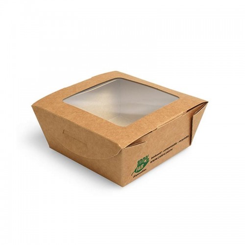 Comprar 40 Envases cuadrados de cartón con ventana de PLA 350 ml 4,5 cm x 9 cm x 9 cm en Pepebar