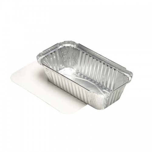 Comprar 50 Recipientes cuadrados de aluminio con tapas de cartón para insertar 0,7 l 4,9 cm x 10,3 cm x 19,5 cm en Pepebar