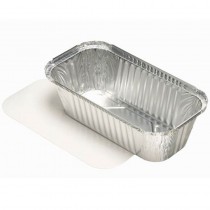 25 Recipientes cuadrados de aluminio con tapas de cartón para insertar 1,5 l 7 cm x 13 cm x 24,2 cm
