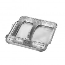 50 Recipientes de aluminio con 2 compartimentos y tapa 830 ml 3 cm x 17,7 cm x 22,5 cm - Pepebar 50 Recipientes de aluminio con 2 compartimentos y tapa 830 ml 3 cm x 17,7 cm x 22,5 cm