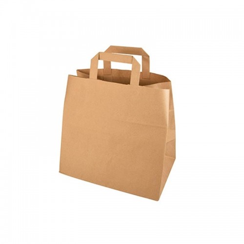Comprar 50 Bolsas de papel con asa 25 cm x 26 cm x 17 cm color marrón en Pepebar