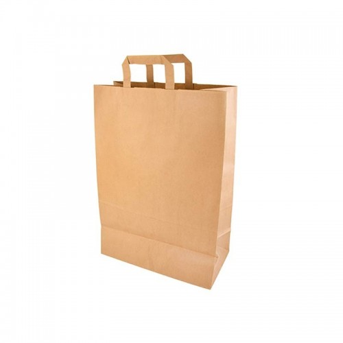 Comprar 50 Bolsas de papel con asa 44 cm x 32 cm x 17 cm color marrón en Pepebar