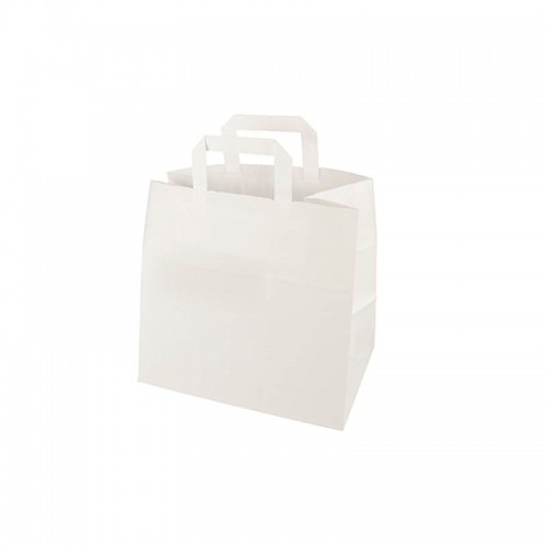 Comprar 50 Bolsas de papel con asa 25 cm x 26 cm x 17 cm color blanco en Pepebar
