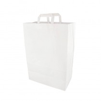 50 Bolsas de papel con asa 44 cm x 32 cm x 17 cm color blanco