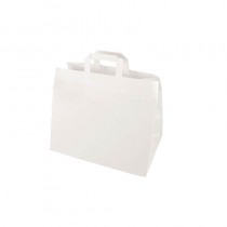 50 Bolsas de papel con asa 27 cm x 32 cm x 21,5 cm Blanco - Pepebar 50 Bolsas de papel con asa 27 cm x 32 cm x 21,5 cm Blanco - Catálogo Desechables