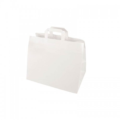 Comprar 50 Bolsas de papel con asa 27 cm x 32 cm x 21,5 cm Blanco en Pepebar