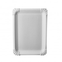 250 Platos, cartón biodegradable gama Pure cuadrado 16,5 cm x 23 cm blanco