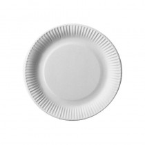 100 Platos, cartón biodegradable gama Pure redondo Ø 23 cm blanco