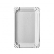 250 Platos, cartón biodegradable gama Pure cuadrado 11 cm x 17,5 cm blanco