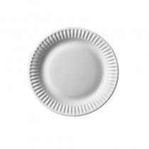 100 Platos, cartón biodegradable gama Pure redondo Ø 15 cm blanco