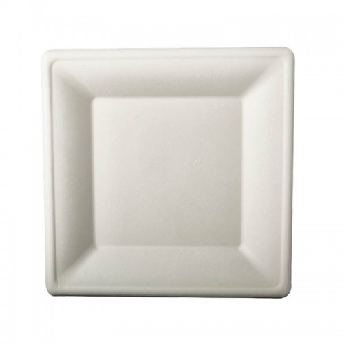 Comprar 50 Platos de caña de azúcar biodegradable gama Pure cuadrado 26 cm x 26 cm blanco en Pepebar