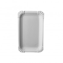 250 Platos, cartón biodegradable gama Pure cuadrado 10 cm x 16 cm blanco
