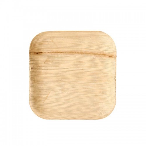 Comprar 25 Platos, Hoja de palma biodegradable gama Pure cuadrado 18 cm x 18 cm x 1,5 cm en Pepebar