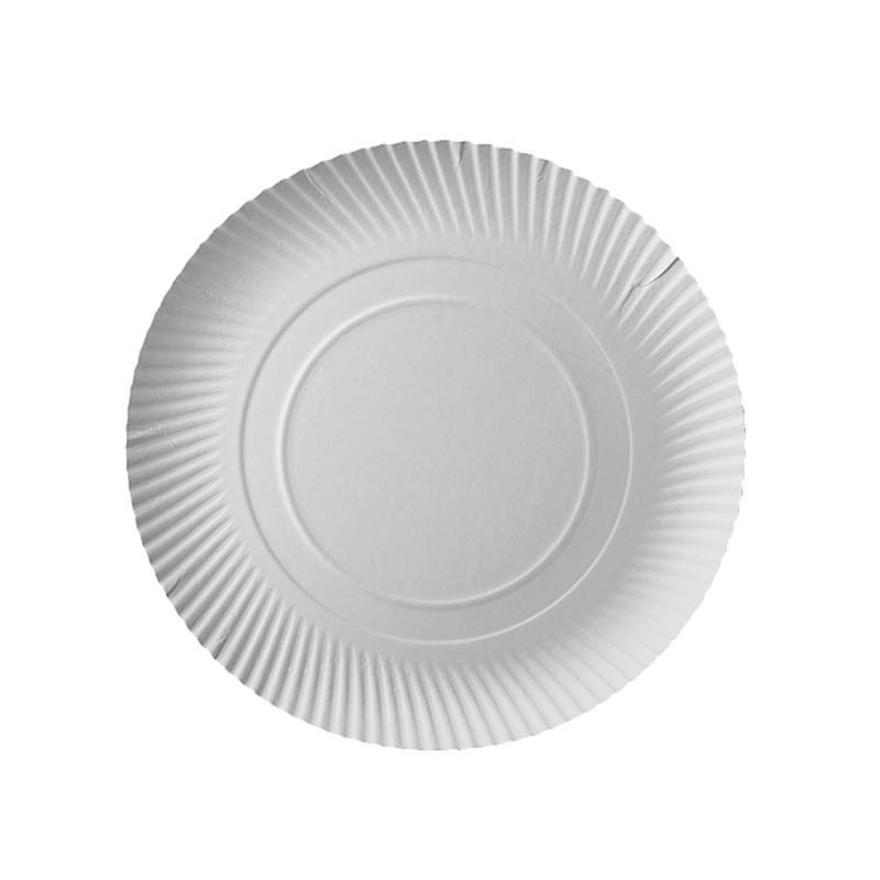 ⊛ Platos biodegradables ✓ 100 Platos, cartón biodegradable gama Pure  redondo Ø 32 cm · 2 cm blanco