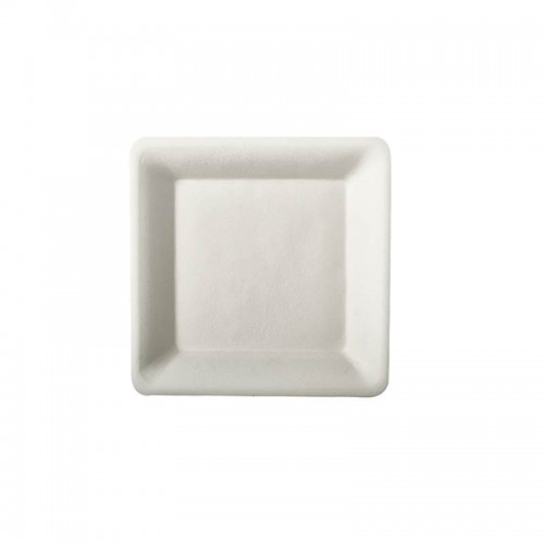 Comprar 50 Platos de caña de azúcar biodegradable gama Pure cuadrado 15,5 cm x 15,5 cm blanco en Pepebar