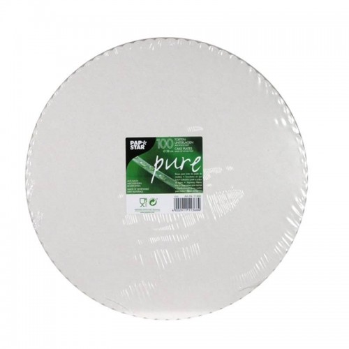 Comprar 100 Bases de cartón para tarta biodegradable gama Pure redondo Ø 28 cm blanco con borde dentado en Pepebar