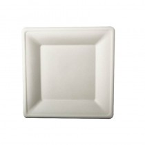 12 Platos de caña de azúcar biodegradable gama Pure cuadrado 26 cm x 26 cm blanco