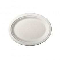 12 Platos de caña de azúcar biodegradable gama Pure oval 26 cm x 20 cm x 2 cm blanco - Pepebar 12 Platos de caña de azúcar biodegradable gama Pure oval 26 cm x 20 cm x 2 cm blanco