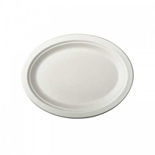 12 Platos de caña de azúcar biodegradable gama Pure oval 26 cm x 20 cm x 2 cm blanco Comprar 12 Platos de caña de azúcar biodegradable gama Pure oval 26 cm x 20 cm x 2 cm blanco en Pepebar