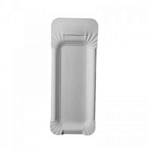Comprar 25 Platos, cartón biodegradable gama Pure cuadrado 8 cm x 21 cm blanco con asa en Pepebar