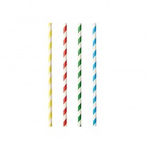 100 Pajitas para batidos, papel biodegradable gama Pure Ø 8 mm · 21 cm colores surtidos Stripes