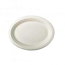 50 Platos de caña de azúcar biodegradable gama Pure oval 32 cm x 25,5 cm x 2 cm blanco - Pepebar 50 Platos de caña de azúcar biodegradable gama Pure oval 32 cm x 25,5 cm x 2 cm blanco