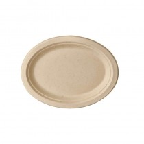 50 Platos de caña de azúcar biodegradable gama Pure oval 26 cm x 20 cm x 2 cm natural