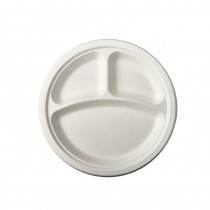 12 Platos de caña de azúcar biodegradable gama Pure 3 compartimentos Ø 23 cm · 2 cm blanco - Pepebar 12 Platos de caña de azúcar biodegradable gama Pure 3 compartimentos Ø 23 cm · 2 cm blanco