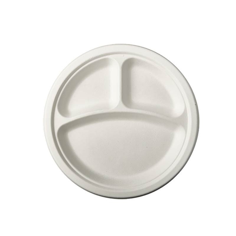 ⊛ Platos biodegradables ✓ 100 Platos, cartón biodegradable gama Pure  redondo Ø 32 cm · 2 cm blanco