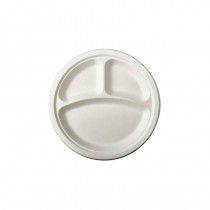 50 Platos de caña de azúcar biodegradable gama Pure 3 compartimentos Ø 23 cm · 2 cm blanco - Pepebar 50 Platos de caña de azúcar biodegradable gama Pure 3 compartimentos Ø 23 cm · 2 cm blanco