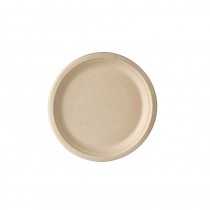 50 Platos de caña de azúcar biodegradable gama Pure sin compartimentos Ø 26 cm · 2 cm natural