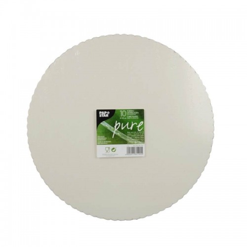 Comprar 10 Bases de cartón para tarta biodegradable gama Pure redondo Ø 30 cm blanco con borde dentado en Pepebar