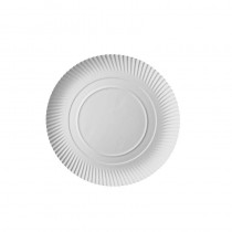 100 Platos, cartón biodegradable gama Pure redondo Ø 34 cm · 3 cm blanco