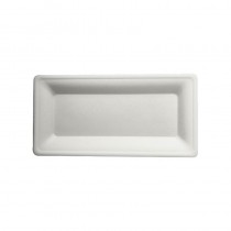 50 Platos de caña de azúcar biodegradable gama Pure cuadrado 13 cm x 26 cm blanco