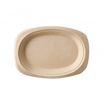 50 Platos de caña de azúcar biodegradable gama Pure oval 23 cm x 16 cm x 2 cm natural