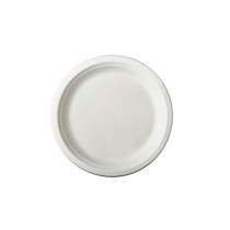 50 Platos de caña de azúcar biodegradable gama Pure sin compartimentos Ø 15 cm · 2 cm blanco