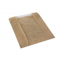 1000 Bolsas de pan plegables, con ventana de PLA biodegradable gama Pure 18 cm x 21,5 cm marrón