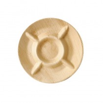 6 Platos, Hoja de palma biodegradable gama Pure 5 compartimentos Ø 24,5 cm · 2 cm - Pepebar 6 Platos, Hoja de palma biodegradable gama Pure 5 compartimentos Ø 24,5 cm · 2 cm