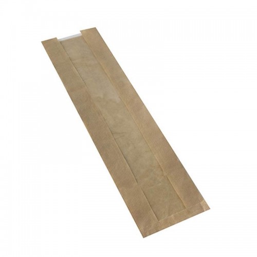 Comprar 1000 Bolsas de pan plegables, con ventana de PLA biodegradable gama Pure 58 cm x 12 cm x 5 cm marrón en Pepebar