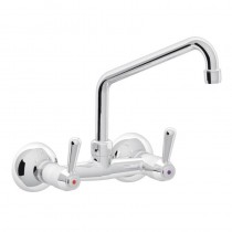 Grifo mural dos aguas 1/4 de vuelta con caño alto - Catálogo Grifería industrial