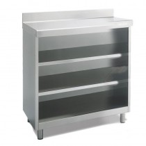 Mueble Cafetero Acero Inoxidable Con Tolva Central, 2 Estante, 1 Puerta y 2  Cajones 2500x600x1050h mm CST60250D2S